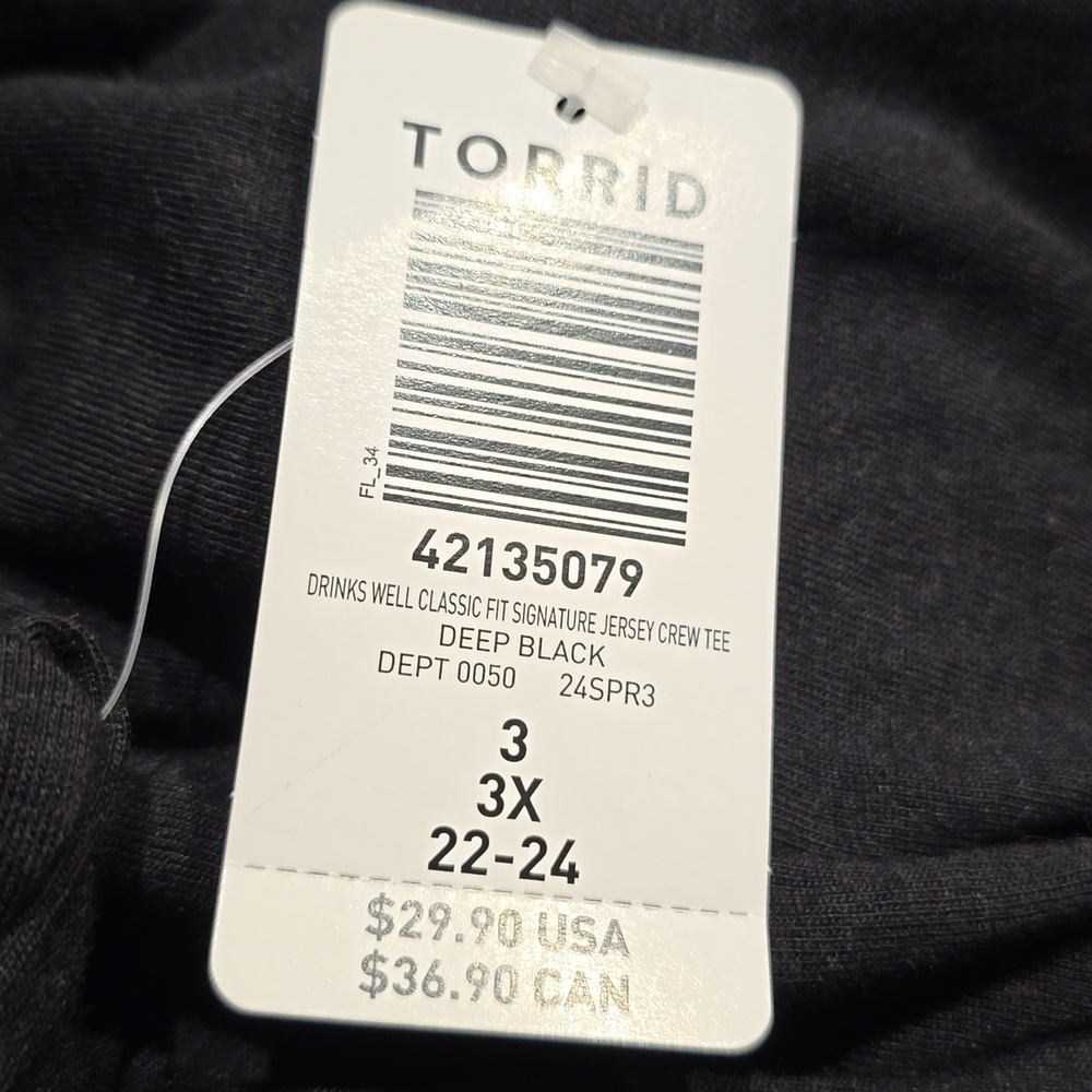 Torrid - "Drinks Well with Others" Classic Fit Signature Jersey Tee, Deep Black  - Picture 9 of 14